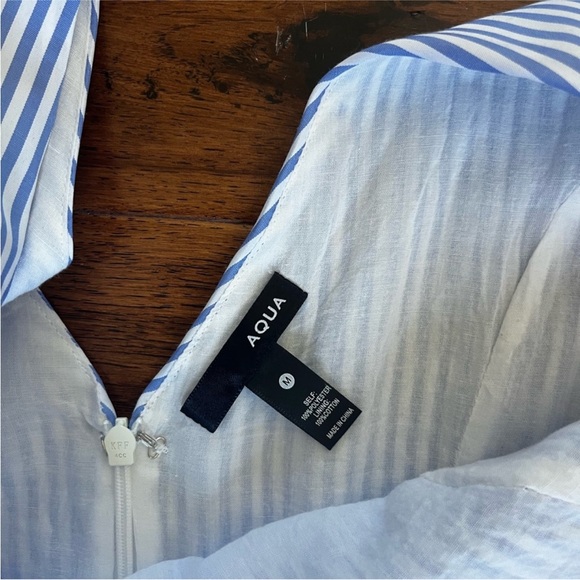 Aqua by Bloomingdale’s Blue and White Striped Dress with Tie Waist Size M - Picture 3 of 3